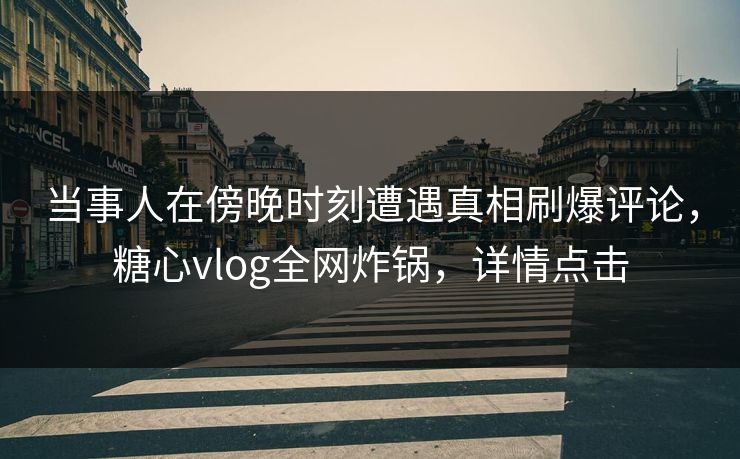 当事人在傍晚时刻遭遇真相刷爆评论，糖心vlog全网炸锅，详情点击