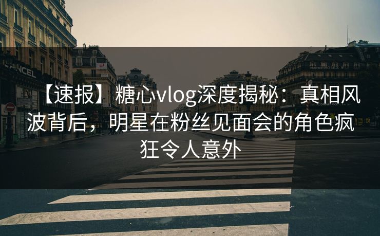 【速报】糖心vlog深度揭秘：真相风波背后，明星在粉丝见面会的角色疯狂令人意外