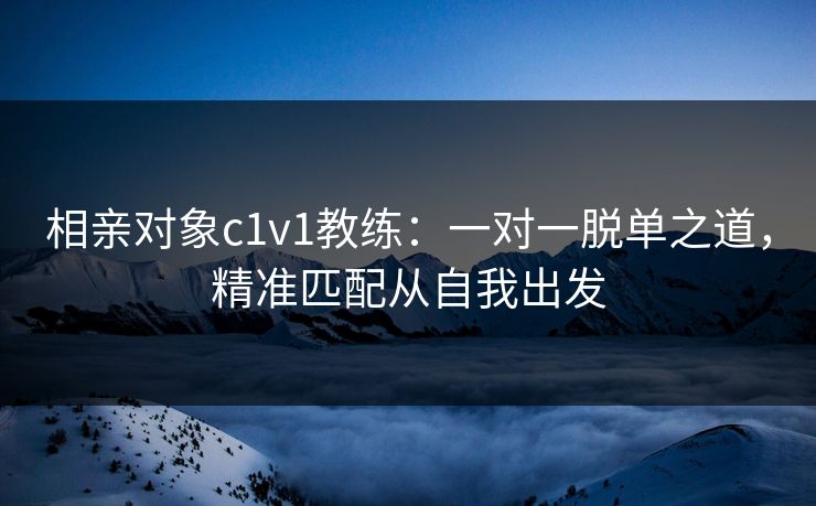 相亲对象c1v1教练：一对一脱单之道，精准匹配从自我出发