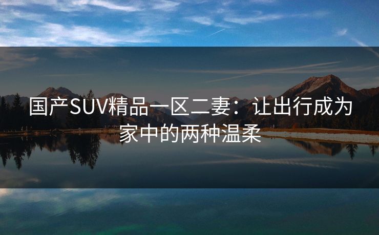 国产SUV精品一区二妻：让出行成为家中的两种温柔