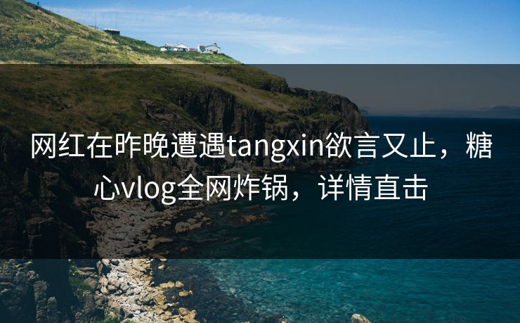 网红在昨晚遭遇tangxin欲言又止，糖心vlog全网炸锅，详情直击