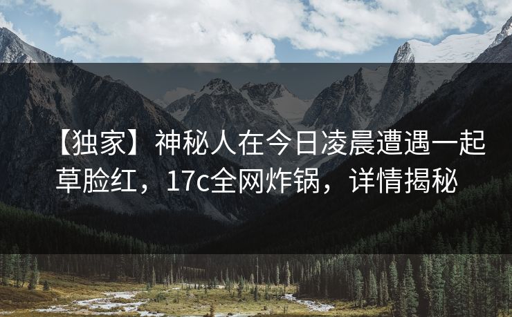 【独家】神秘人在今日凌晨遭遇一起草脸红，17c全网炸锅，详情揭秘