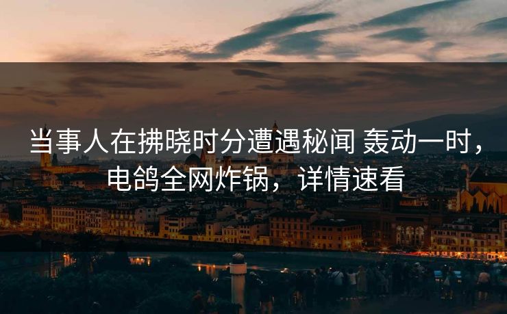 当事人在拂晓时分遭遇秘闻 轰动一时，电鸽全网炸锅，详情速看