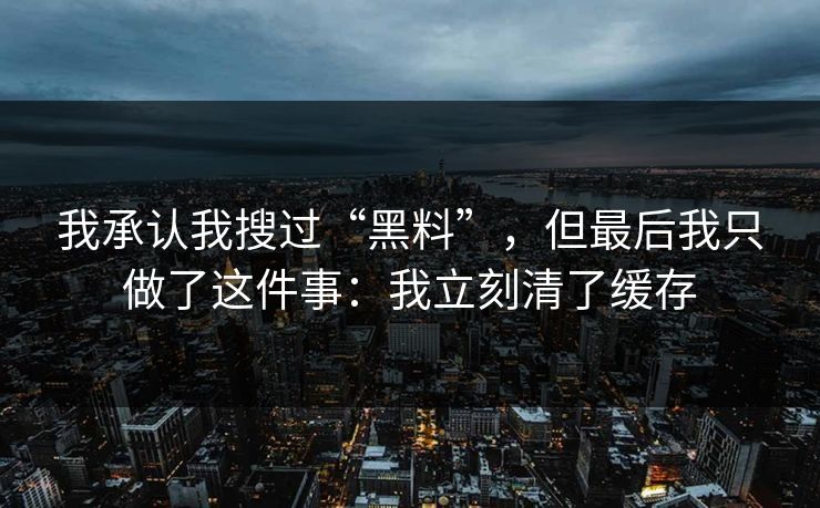 我承认我搜过“黑料”，但最后我只做了这件事：我立刻清了缓存