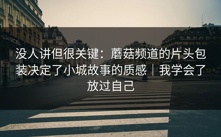 没人讲但很关键：蘑菇频道的片头包装决定了小城故事的质感｜我学会了放过自己