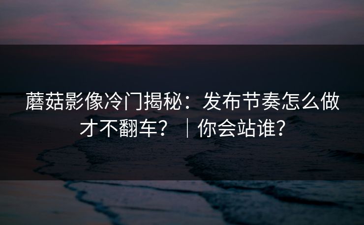 蘑菇影像冷门揭秘：发布节奏怎么做才不翻车？｜你会站谁？